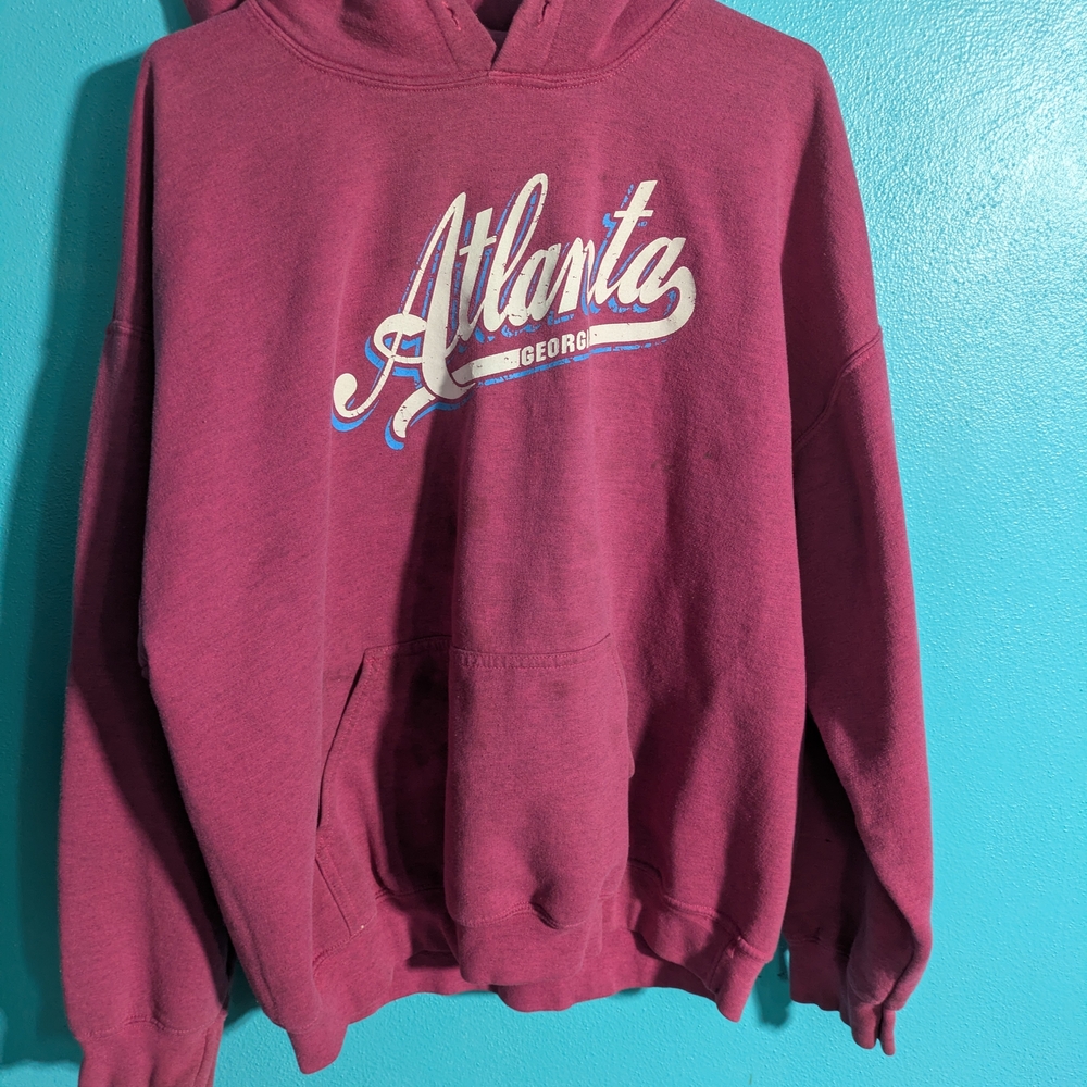 Atlanta Script Pullover Hoodie - Burgundy